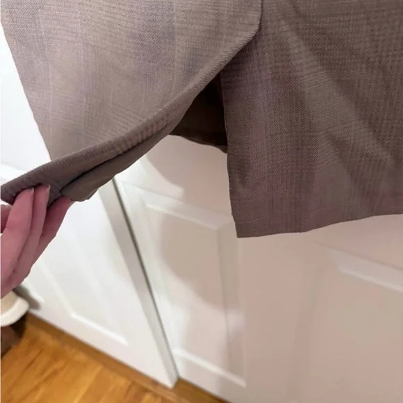 Ann Taylor Taupe Plaid Peplum Dress - Size 12 - Picture 8 of 11